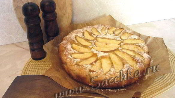 Рецепт Пирога с яблоками из заливного дрожжевого теста