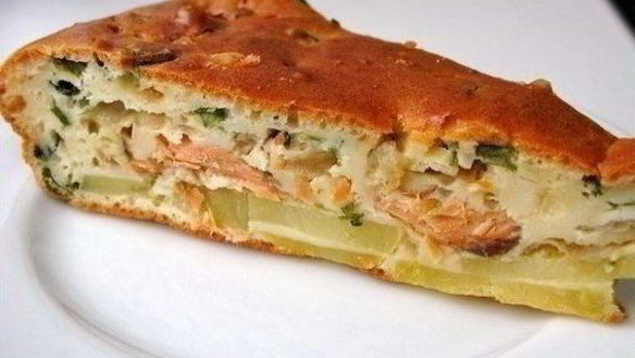 Рецепт Рыбного заливного пирога с картошкой
