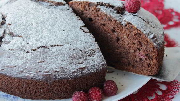 Рецепт Шоколадного пирога из рикотты с малиной