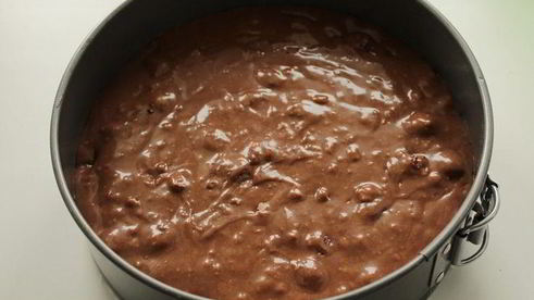 шоколадный пирог из рикотты с малиной