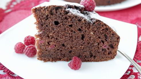 шоколадный пирог из рикотты с малиной