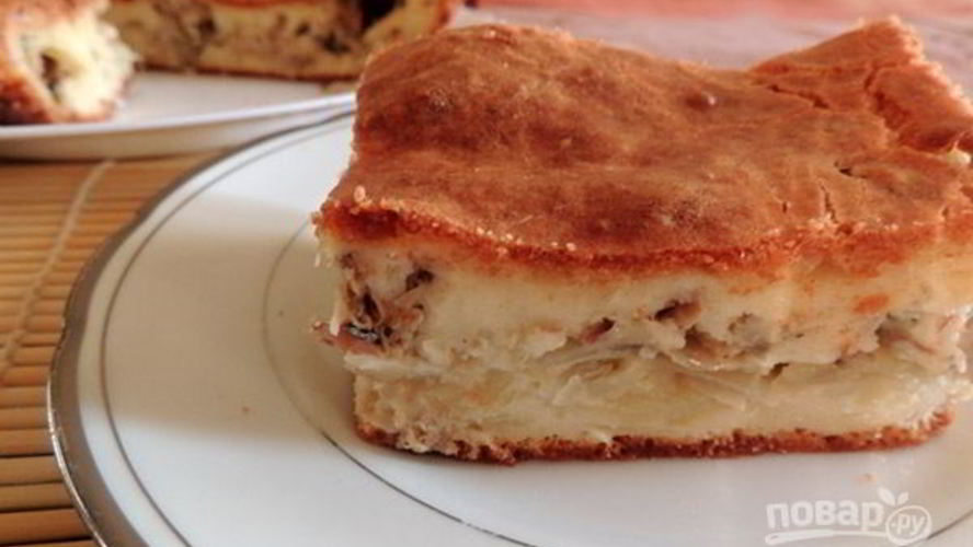 Рецепт заливного пирога с картофелем и сайрой
