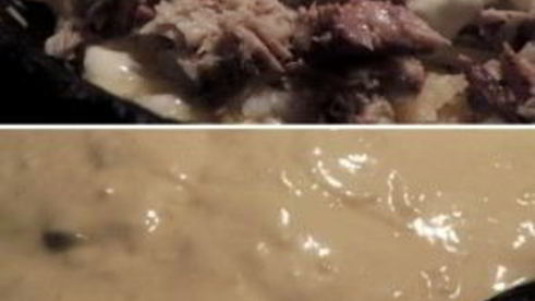 заливной пирог с картофелем и сайрой