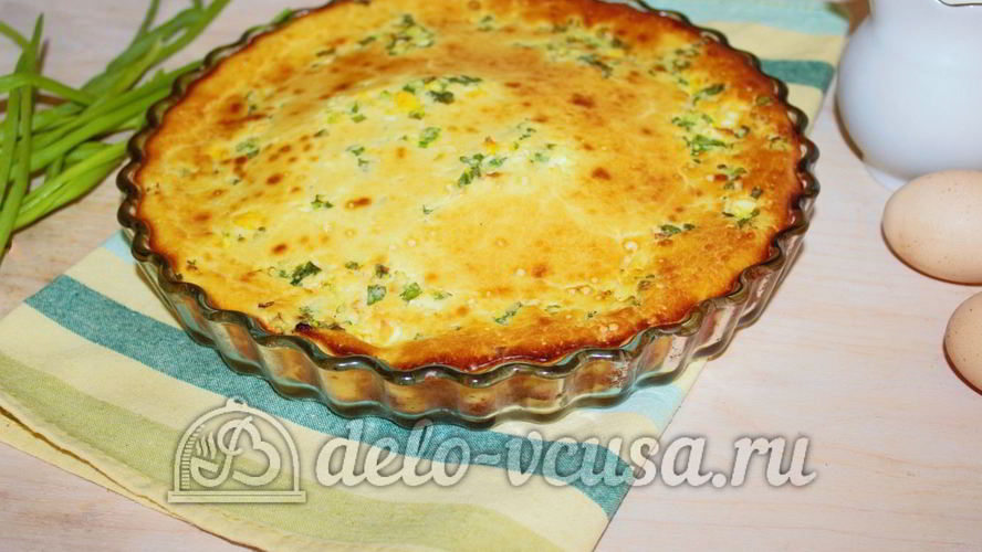 Рецепт заливного пирога с зеленым луком и яйцом