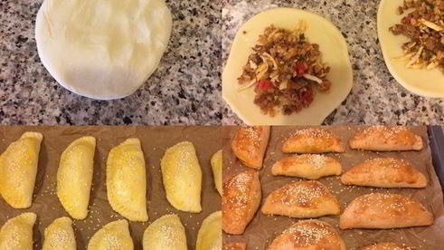 пирожки с мясом, булгуром и сулугуни