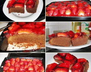 Шоколадные пирожные с клубникой в желе