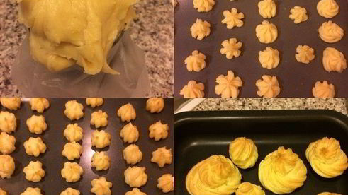 заварные пирожные с кремом и шоколадным соусом