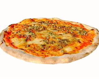 Пицца с анчоусами, омарами и зеленым горошком