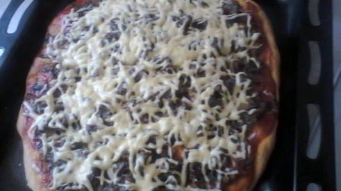 пицца с грибами и с гусиным фаршем