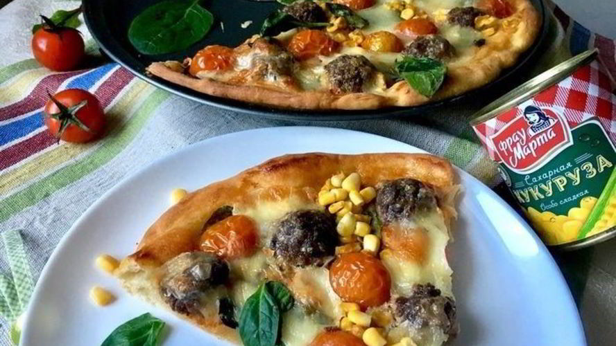 Рецепт пиццы весна с мясными шариками