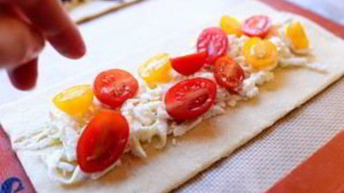 слоеная пицца с грибами