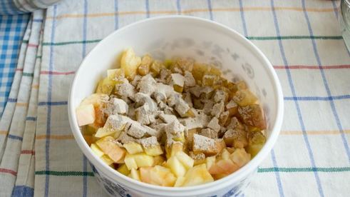 шарлотка на сковороде с яблоками