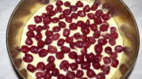 шарлотка с вишней и яблоками