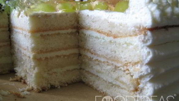 Рецепт Бисквитного торта с фруктами и взбитыми сливками