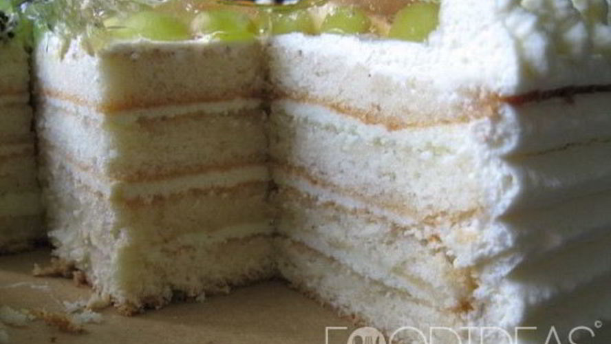 Рецепт бисквитного торта с фруктами и взбитыми сливками