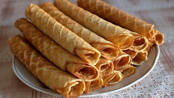 Рецепт Вафельных трубочек без вафельницы