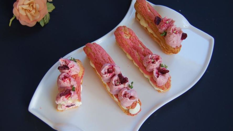 Рецепт эклеров малиновая роза