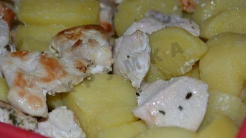 картофельная запеканка из куриных грудок