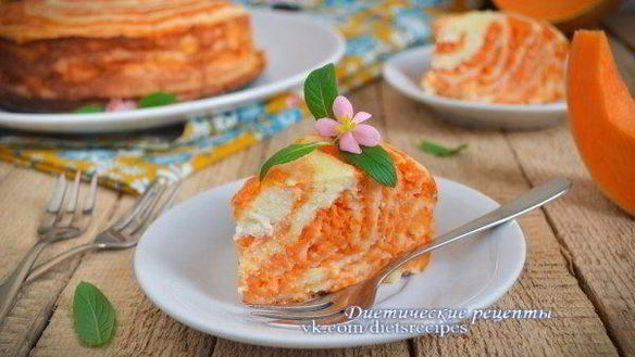 Рецепт Мраморной запеканки с тыквой и творогом