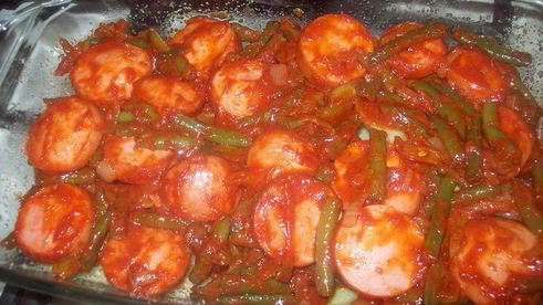 немецкая овощная запеканка с сардельками