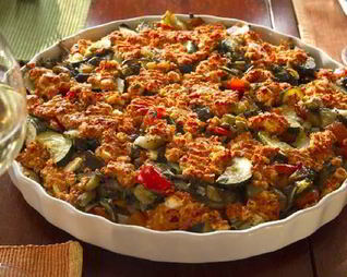 Запеканка из болгарского перца и баклажанoв