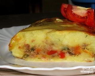 Запеканка из пюре и фарша