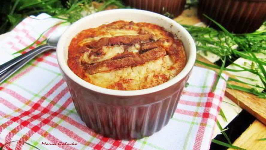 Рецепт запеканки из рикотты с овсяными хлопьями и грушей