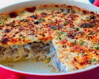 Запеканка из шампиньонов и курицы
