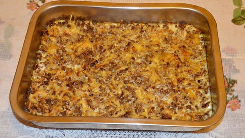запеканка из тертых кабачков с мясным фаршем в духовке