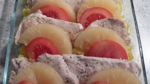 запеканка с индейкой и ананасами по-гавайски