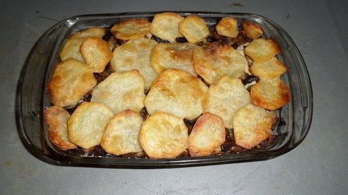 запеканка с картофелем, курицей и грибами