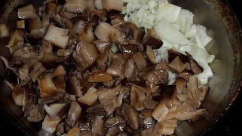 запеканка с картофелем, курицей и грибами