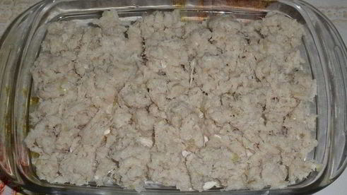 запеканка с картофелем, курицей и грибами