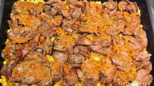 запеканка с печенью и бурым рисом