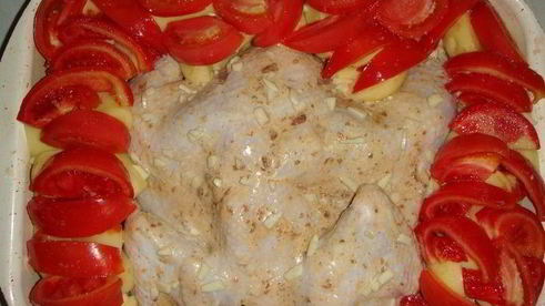 курица в аджике с овощами