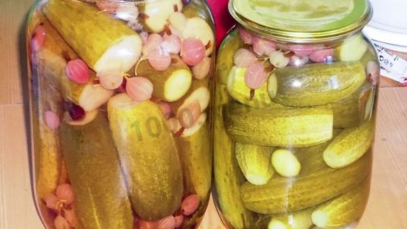 Рецепт Маринованных огурцов с крыжовником хрустящие на зиму
