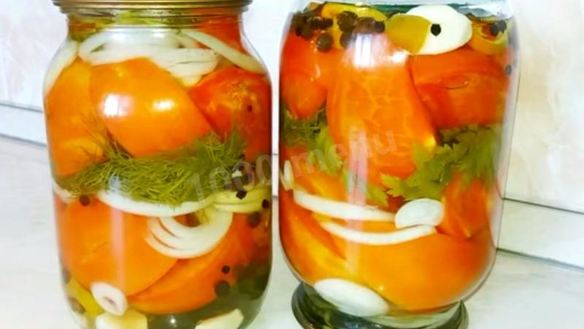 Рецепт Помидоров дольками с чесноком на зиму