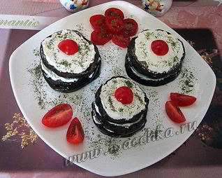 Баклажанные башенки с домашним сыром