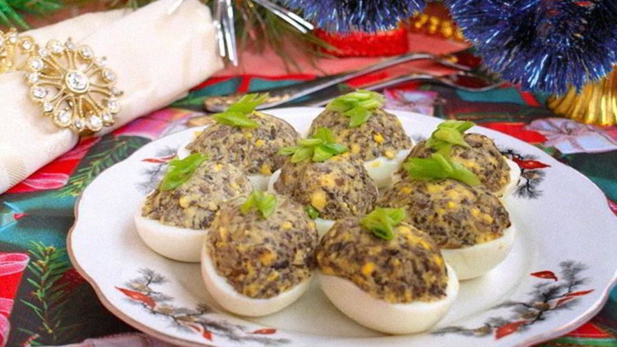 Рецепт яиц фаршированных грибами