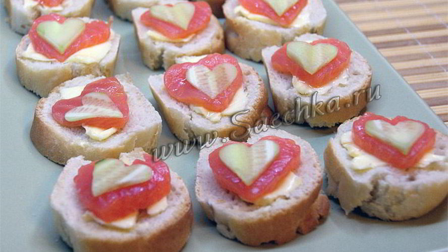Рецепт канапе с сердечками