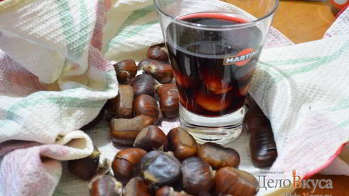 каштаны печеные в духовке с красным вином