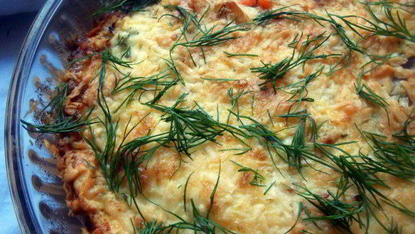 Рецепт Фриттаты с форелью, картофелем и творожным сыром