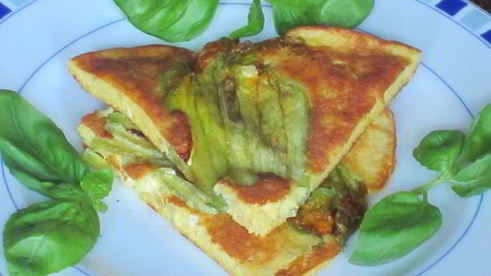 фриттата с цветками цукини