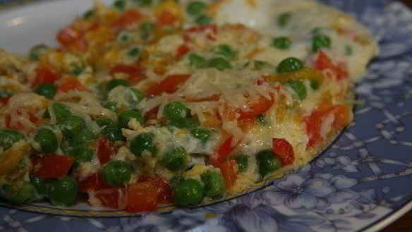 Рецепт Фриттаты с тыквой, зеленым горошком и сладким перцем
