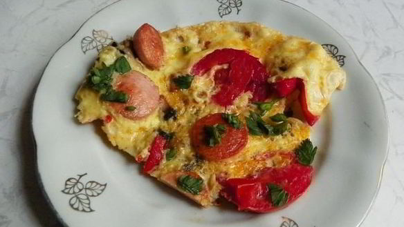 Рецепт Омлета с грибами и помидорами