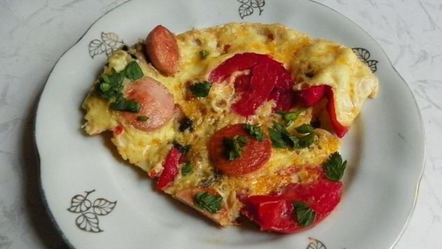 Рецепт омлета с грибами и помидорами