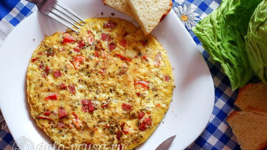 Рецепт омлета с ветчиной и сыром