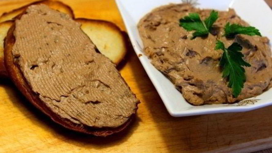 Рецепт паштета из куриной печени с грибами