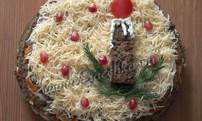 Печеночный торт из говяжьей печени