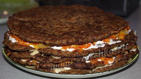 печеночный торт из говяжьей печени